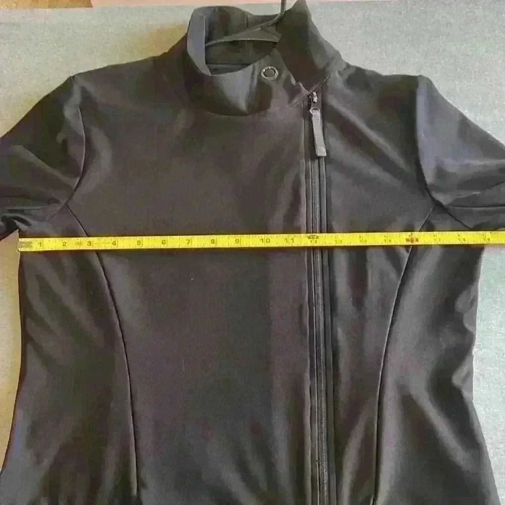 MPG black golf jacket ruffle accent sleeve size large off center front zipper - Picture 9 of 11
